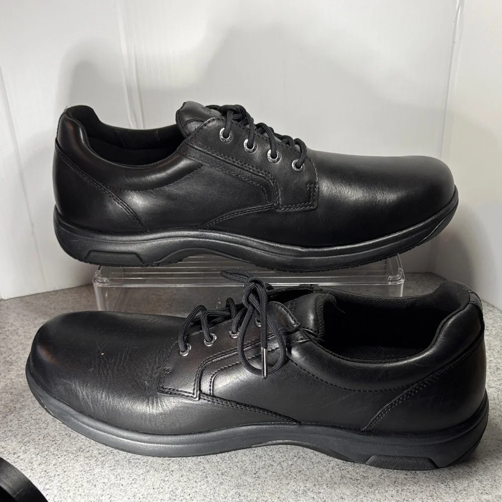 Size 14‎ Dunham work Men's Black Leather Shoes. Fc5
